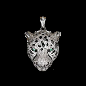 Newest Hip Hop Leopard Head silver gold plated simple pendant design