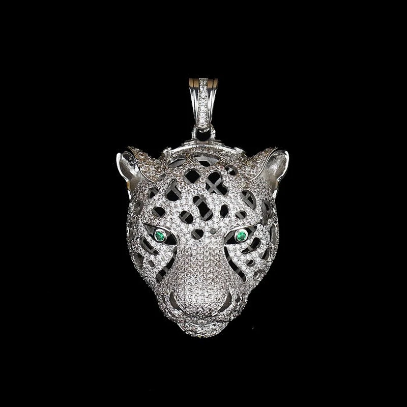 Newest Hip Hop Leopard Head silver gold plated simple pendant design