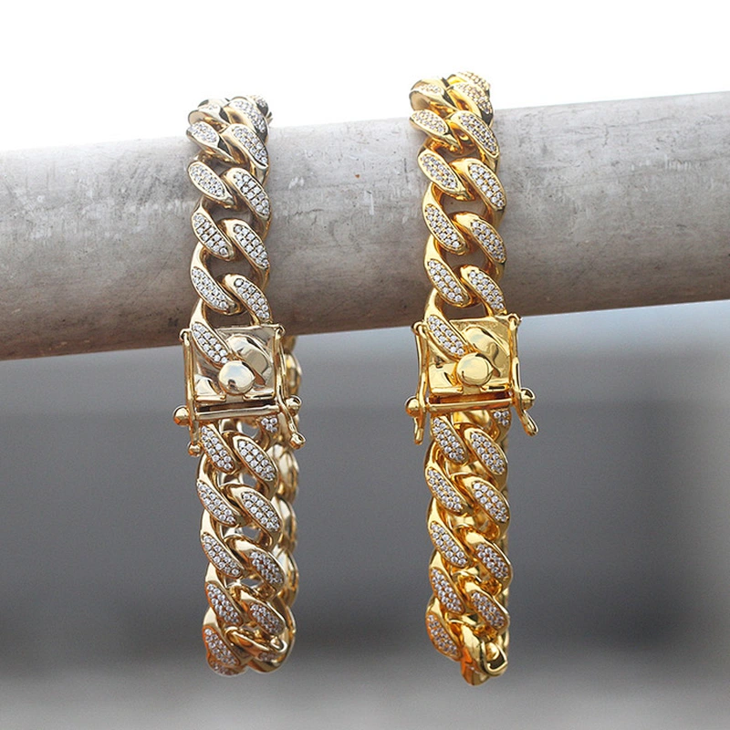 Miss Jewelry Miami cuban link gold hand chain bracelet gold plated 18k italian gold bracelet