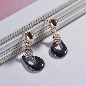 China jewelry wholesale CZ micro pave handmade pottery stud earring bridal jewelry
