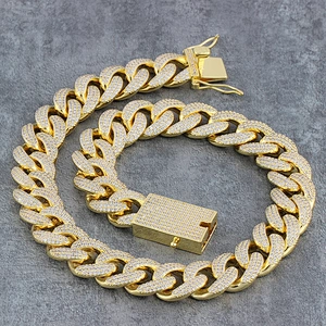 18mm 14k Gold CZ Cuban Link Chain Solid