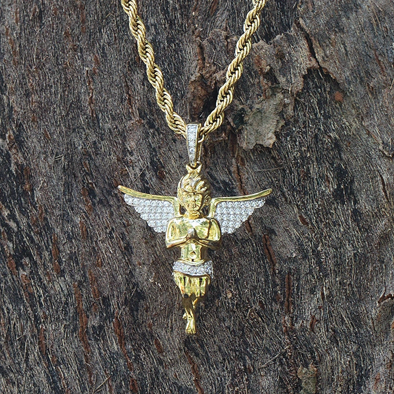 Miss Jewelry 18k gold micro angel piece necklace, silver angels models jewelry