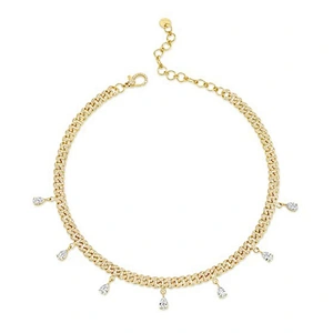 7 Pear drop link necklace women brass cuban link choker