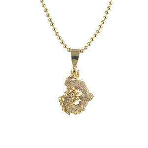 Gold Chinese zodiac animals dragon necklace pendant iced color