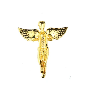 925 Sterling Silver 18k Gold Plating Hip Hop Angel Wings Pendant OEM Jewelry Manufacturer