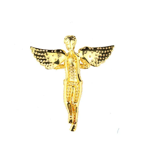 925 Sterling Silver 18k Gold Plating Hip Hop Angel Wings Pendant OEM Jewelry Manufacturer