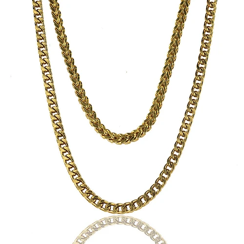 Latest Wholesale Double Stainless Steel Gold Neck Chain Designs, Dubai New Gold Chain Design For Men