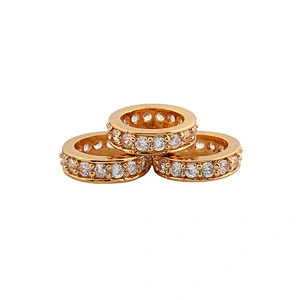 Cubic Zirconia Pave Diamond Gold Spacer Beads