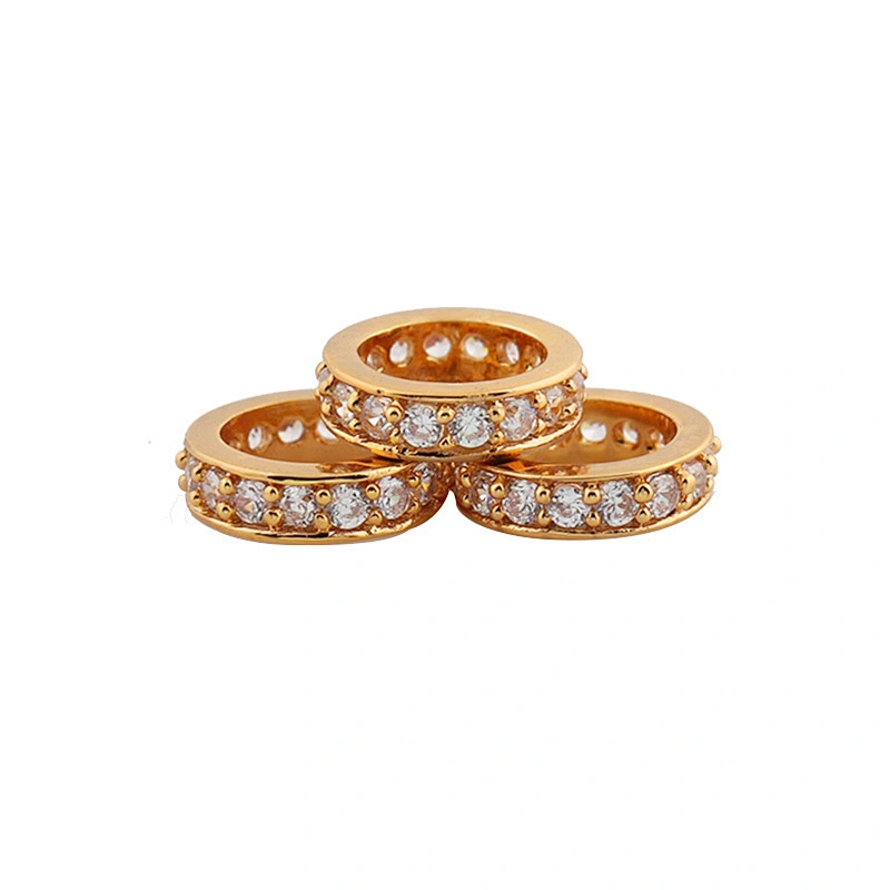 Cubic Zirconia Pave Diamond Gold Spacer Beads