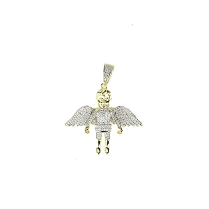 Miss Jewelry Hip Hop Iced Out Men Gold Angel Wings Pendant