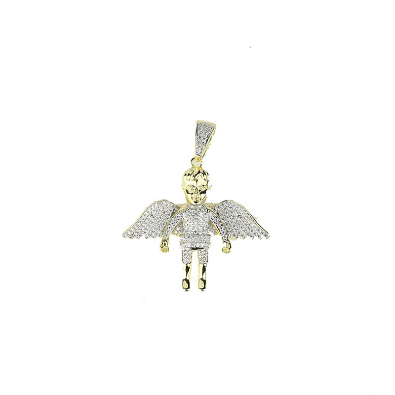 Miss Jewelry Hip Hop Iced Out Men Gold Angel Wings Pendant
