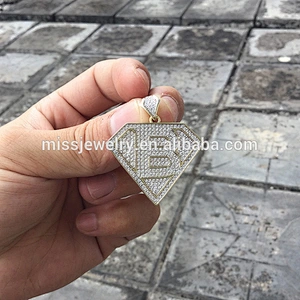 Miss Jewelry Diamond sterling silver ice out pendant, tanishq diamond pendant designs