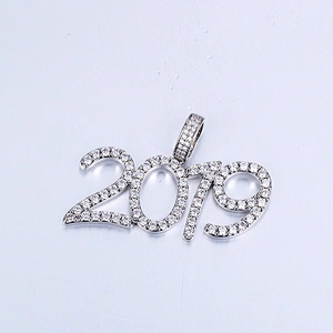 Cz Micro Pave Letter Number Gold Hip Hop Brass Pendants Cheap