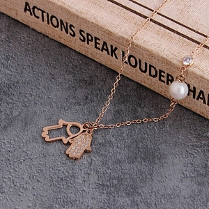Miss Jewelry Supplier Palm Design 14k Rose Gold Stainless Steel Women Jewelry Necklace Pendant