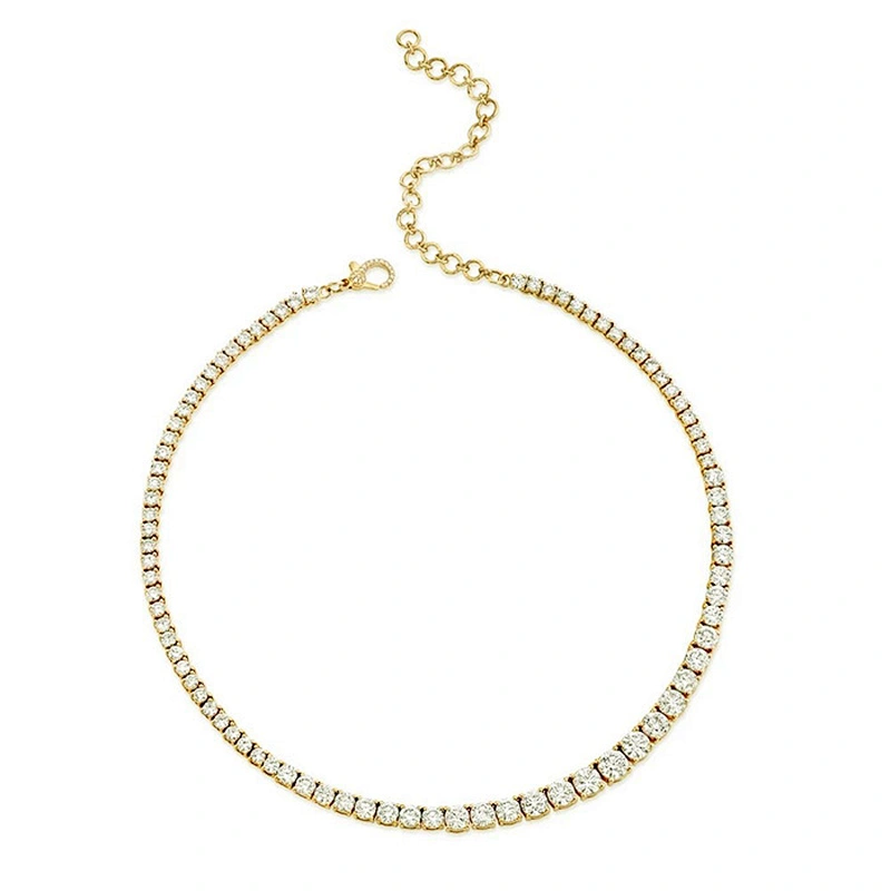 Miss Jewelry fashion gradual round CZ diamond tennis link choker