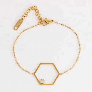 Miss Jewelry New Design Women's Charm Jewelry Iced Out Bracelet Steel CZ