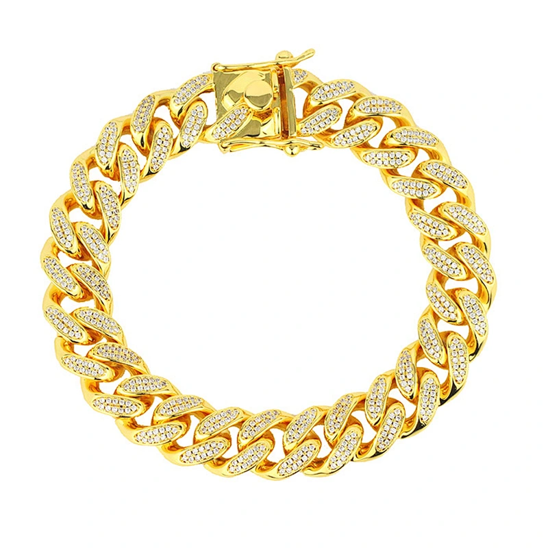 Miss Jewelry Miami cuban link gold hand chain bracelet gold plated 18k italian gold bracelet