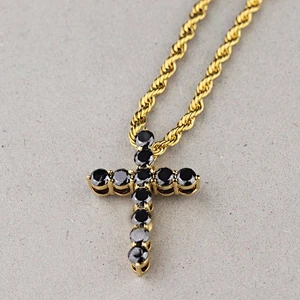 Diy Charm Iced Out Brass Cross Pendants, Gold Bling Ankh Pendant Necklace