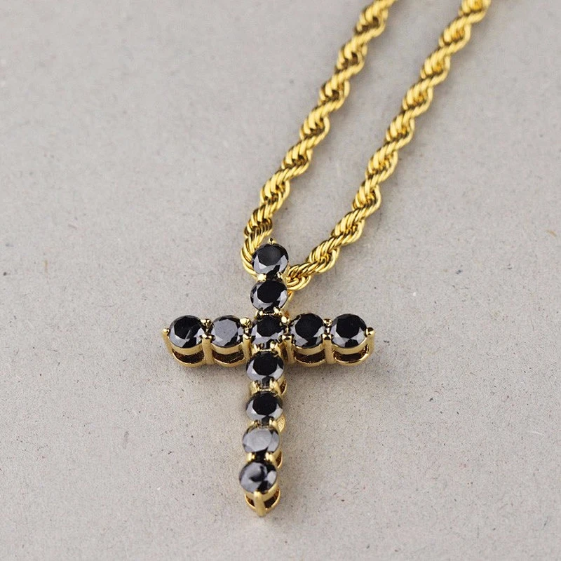 Diy Charm Iced Out Brass Cross Pendants, Gold Bling Ankh Pendant Necklace