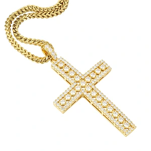 Urban Jewelry Hip Hop AAA CZ Gold Cross Pendant