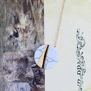 Miss Jewelry Women's Gold Gemstone Stone Pendant Necklace
