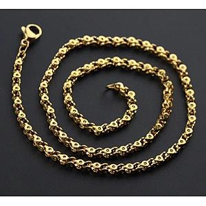 14k Italian 18K Gold Plated Link Chain Men Necklace
