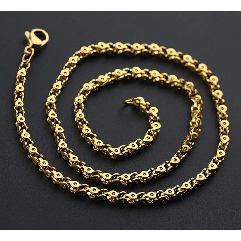 14k Italian 18K Gold Plated Link Chain Men Necklace