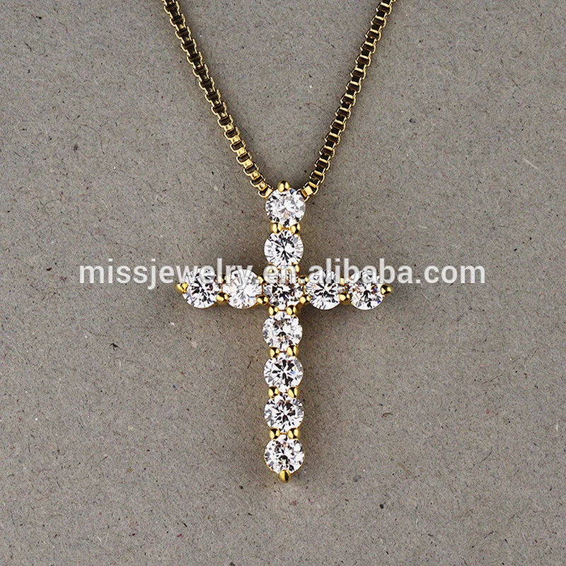 Latest fashionable micro pave cz diamond sterling silver cross pendant