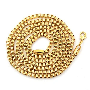 Wholesale high quality gold layered square link chain necklace with lobster clasp