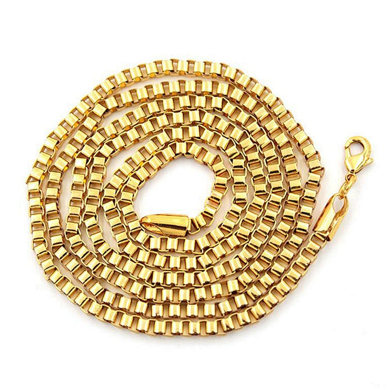 Wholesale high quality gold layered square link chain necklace with lobster clasp