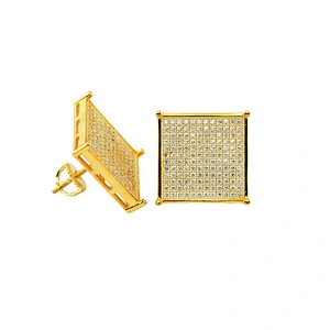 Missjewelry Square Shaped Ear Stud For Men With CZ Diamonds Rhodium Plated Blue Magnetic Ear Studs