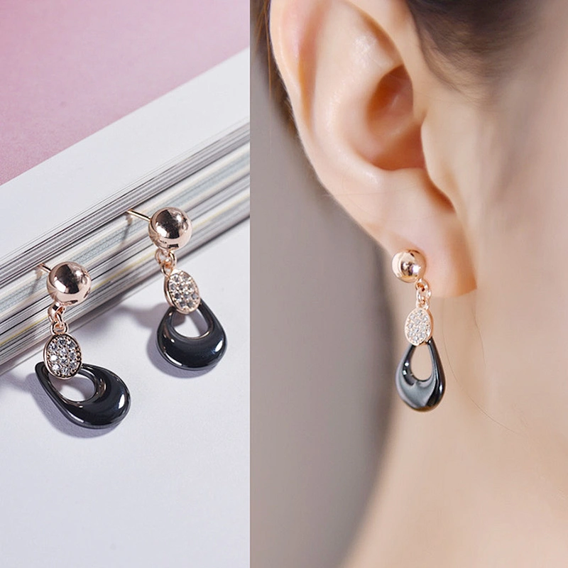 China jewelry wholesale CZ micro pave handmade pottery stud earring bridal jewelry