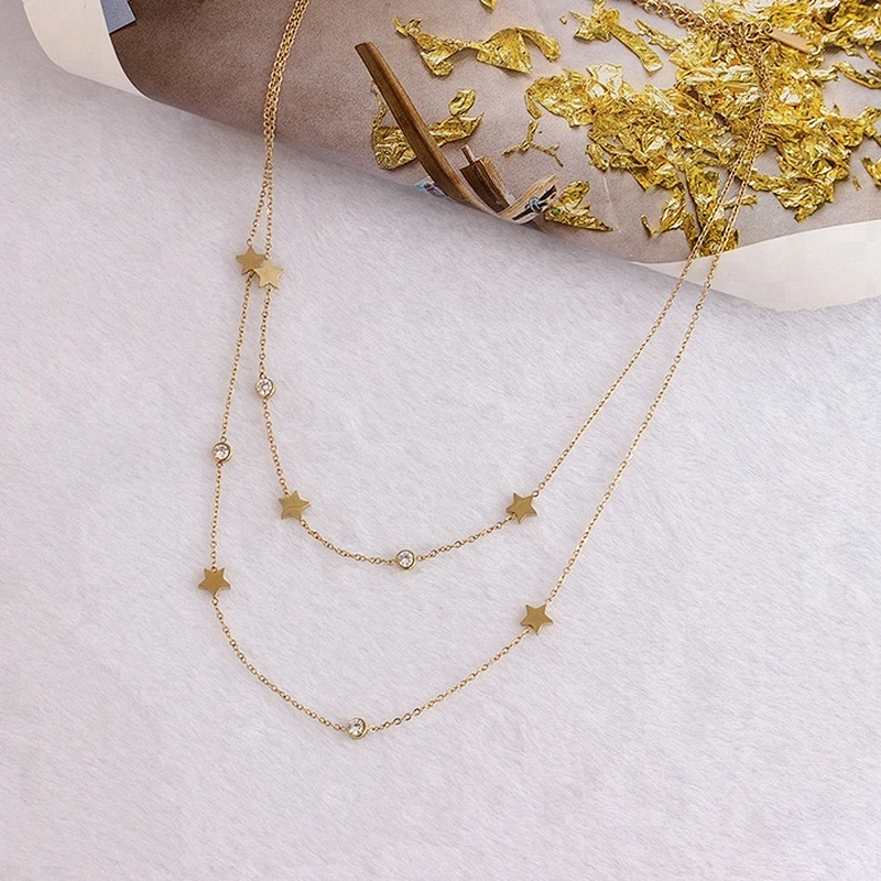 Jewelry Double Gold Chains Necklace for Women