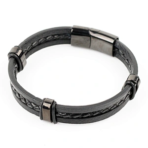 Stainless Steel  Bracelet with Genuine Leather Stingray
