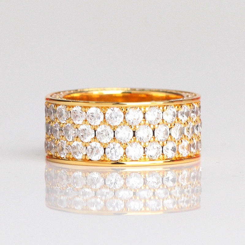 Hip Hop Jewelry 925 Sterling Silver Diamond Gold Mens Ring