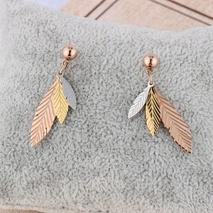 Miss Jewelry Cheap 18k Gold Drop Long Leaf Earrings Latest Design for Girls