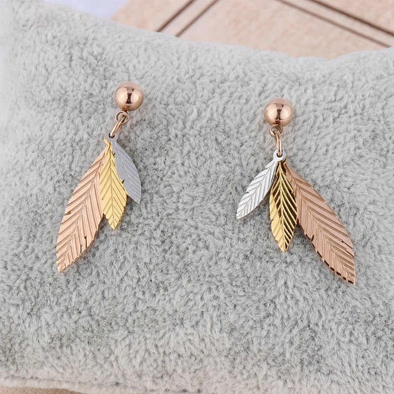 Miss Jewelry Cheap 18k Gold Drop Long Leaf Earrings Latest Design for Girls
