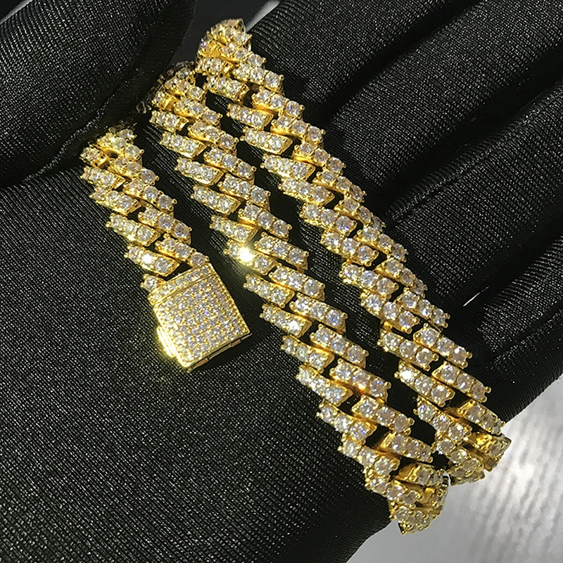 High Quality Mens Diamond  Iced Out Prong Cuban Chain
