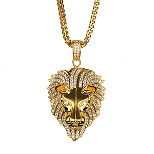 Missjewelry Fashion Necklace Design Hip Hop Pave Zircon Diamond Lion Head Gold Pendant