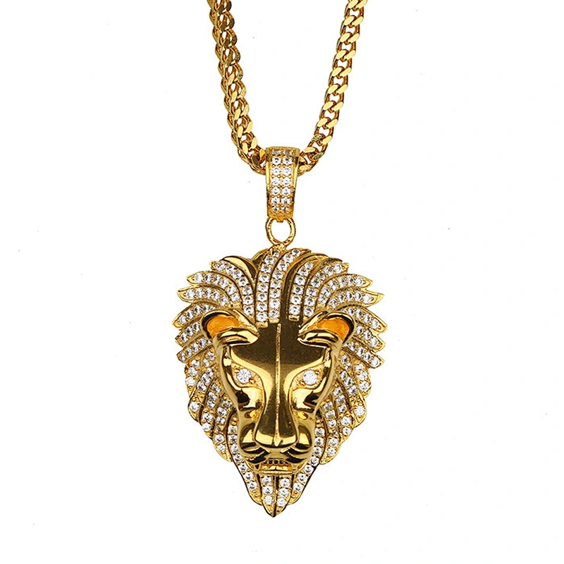 Missjewelry Fashion Necklace Design Hip Hop Pave Zircon Diamond Lion Head Gold Pendant