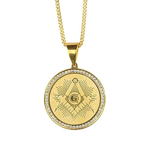 hip hop gold jewelry 14k plating cz paved masonic gold pendant designs men pendant