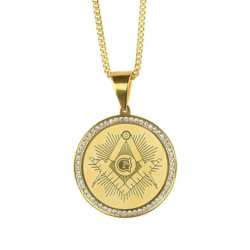 hip hop gold jewelry 14k plating cz paved masonic gold pendant designs men pendant