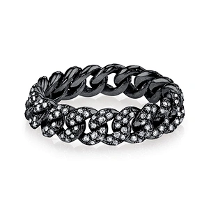 Miss Jewelry Hip Hop Jewelry CZ Micro Pave Ice Out Link Ring for Girls