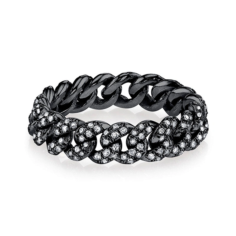 Miss Jewelry Hip Hop Jewelry CZ Micro Pave Ice Out Link Ring for Girls