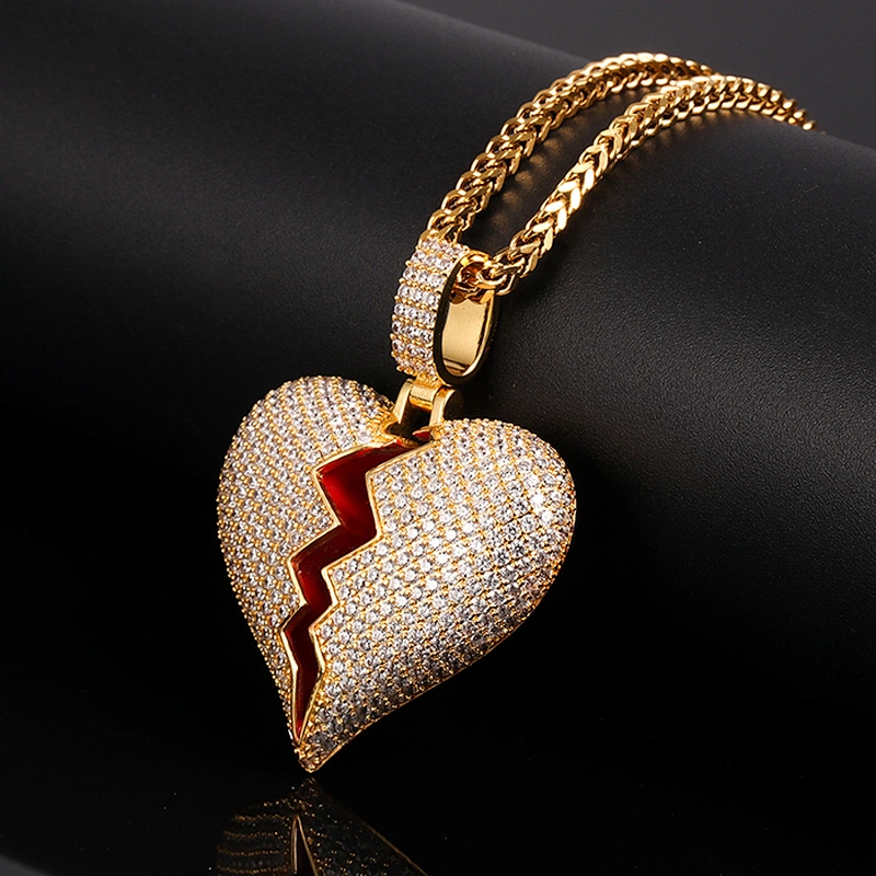 Missjewelry Hip Hop Urban Jewelry Custom 925 Sterling Silver Diamond Break Heart Pendant