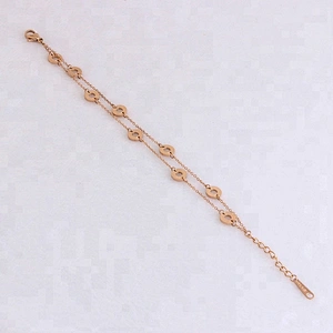 Miss Jewelry Cheap Fashion Jewelry Double Chain 18k Yellow Rose Gold Bracelet Design for Ladies