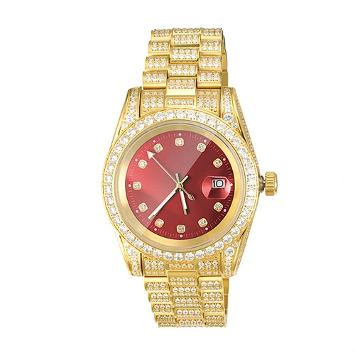 Trend Mens Hip Hop Full Diamond Watch Black Face Watch Strap Wristwatch Automatic Mechanical Watch Wrist