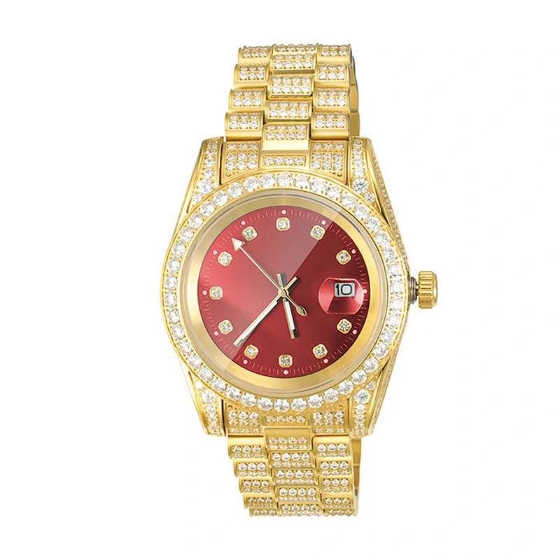 Trend Mens Hip Hop Full Diamond Watch Black Face Watch Strap Wristwatch Automatic Mechanical Watch Wrist