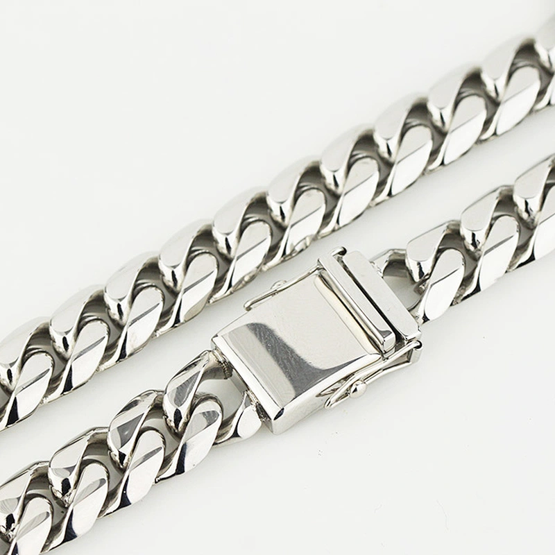 316l Stainless Steel White 18k Gold Plated Chain Necklaces Hip Hop Mens