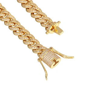 Missjewelry hip hop mens uban Jewelry 18k gold cz chains, high quality prong cuban chain